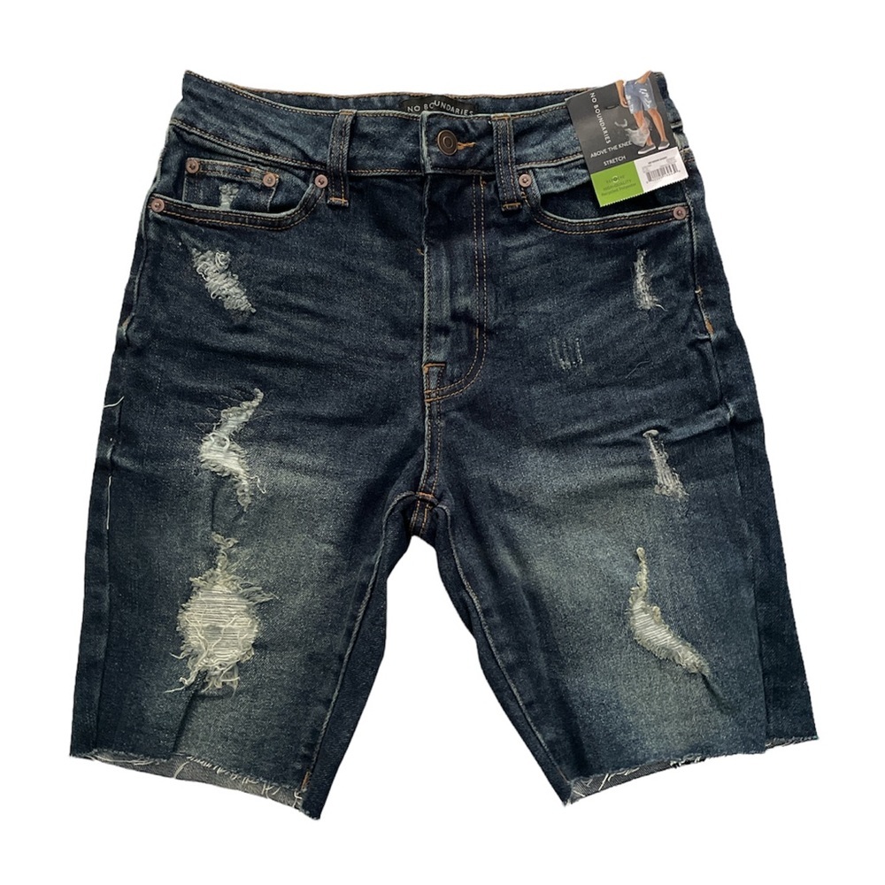 No Boundaries Men's Above The Knee Stretch Denim Shorts Dark Wash Size 28
